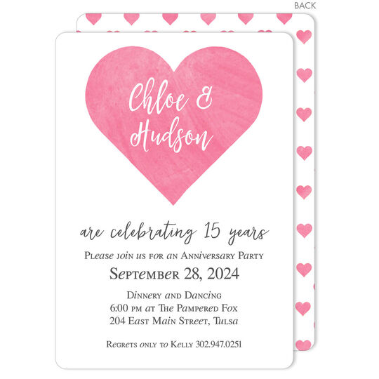 Pink Watercolor Heart Invitations